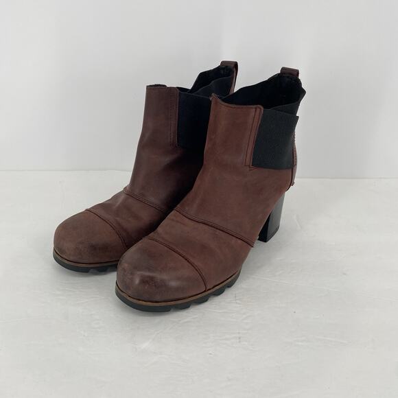 Sorel Shoes - Sorel Addington Chelsea Red Nubuck Waterproof Leather Ankle Boots Women's 10.5